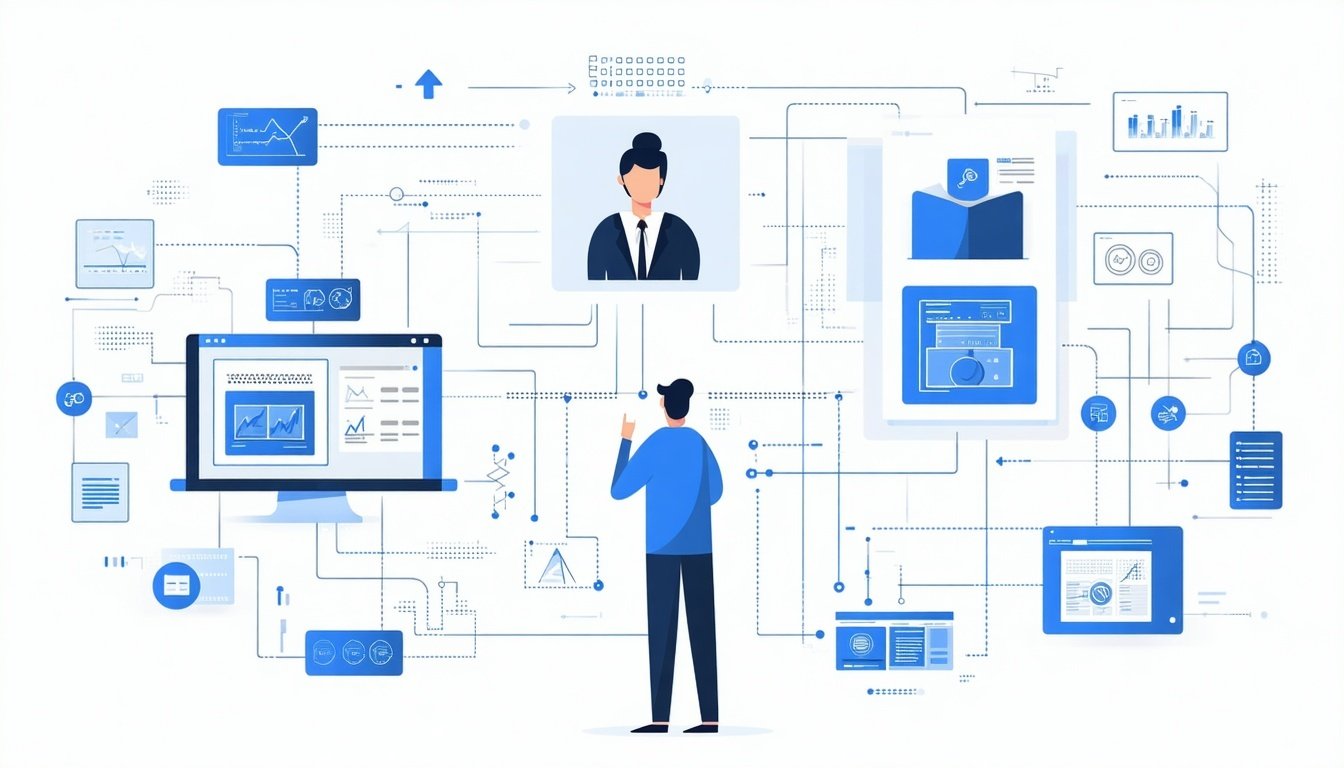 Illustration of a digital transformation process w